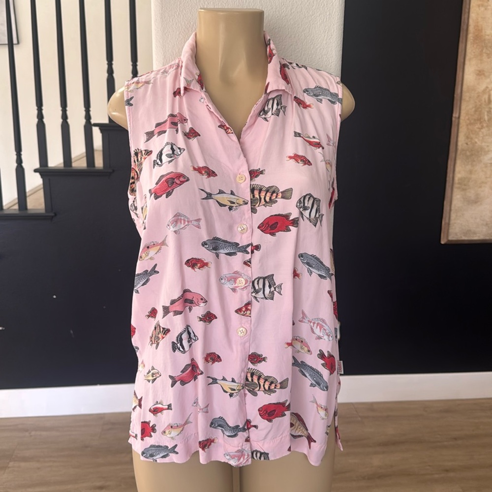 Vintage Esprit pink fish blouse med